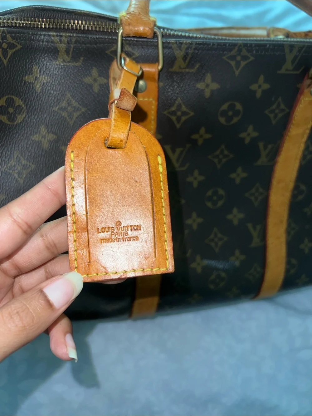 Louis Vuitton Brown Monogram Duffel with Tan Leather Trim